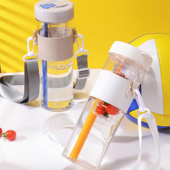 Water Bottle with Straw Food Grade Shatter-Proof Leak Resistant Wide Mouth Water Tumbler Fruit Infuser Water Bottle