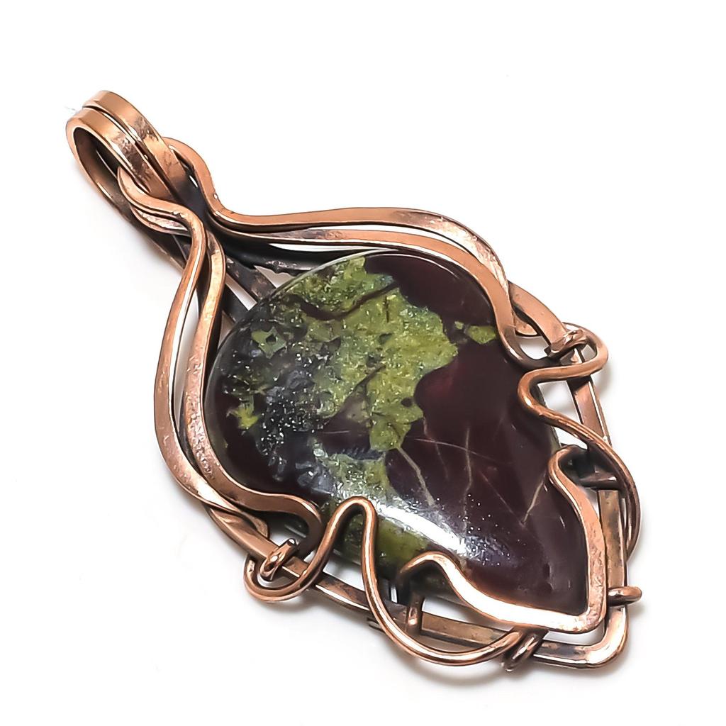 Dragon Blood Jasper 999 Copper Wire Wrapped Pendant, Handmade Gemstone Pendant Jewelry, Gifts For Wife Brand New Pendant