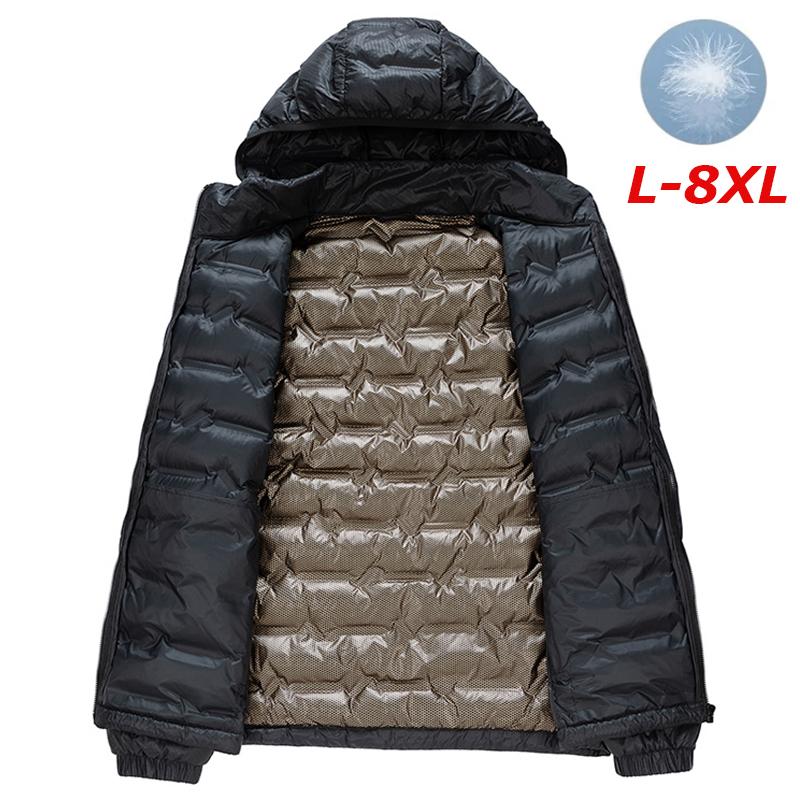 Men Winter Down Jacket Men Hooded Waterproof Windproof Puffer Jacket Detachable Hat Coat Casual Lightweight Down Jacket Male