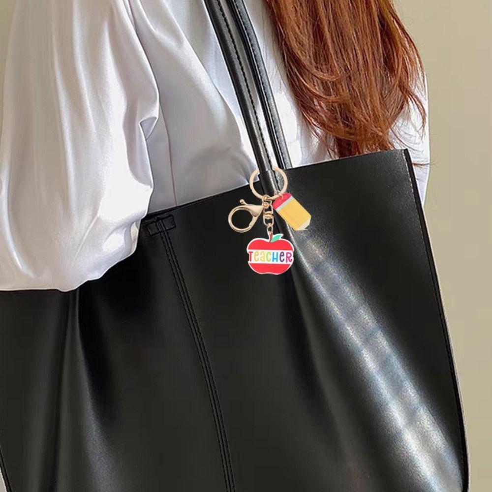 English Letter Pencil Keychain Geometric Shape Teacher Education Pendant  Graduation Ceremony