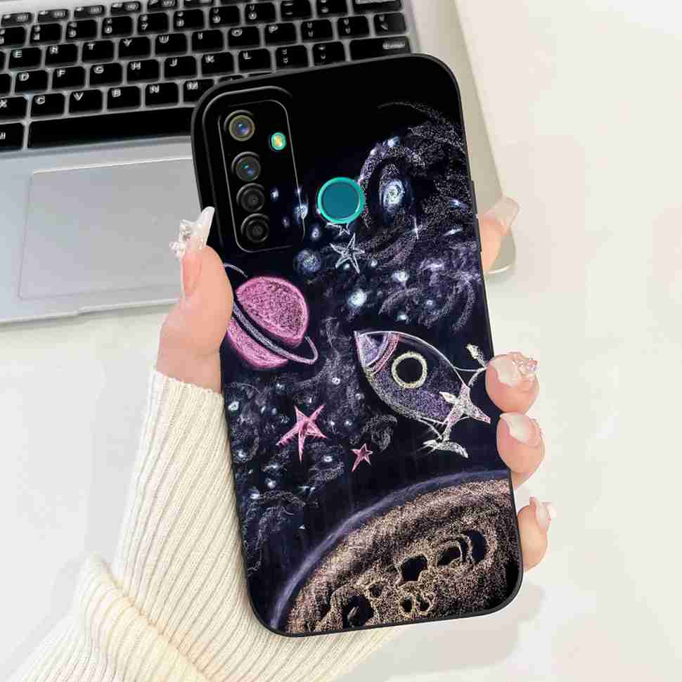 Чехол для Realme 5 Pro Милый Панда Цветок Чехлы Мягкие Силиконовые Чехлы Для Realme 5 Realme5 Pro Ударопрочный Задний Чехол Fundas