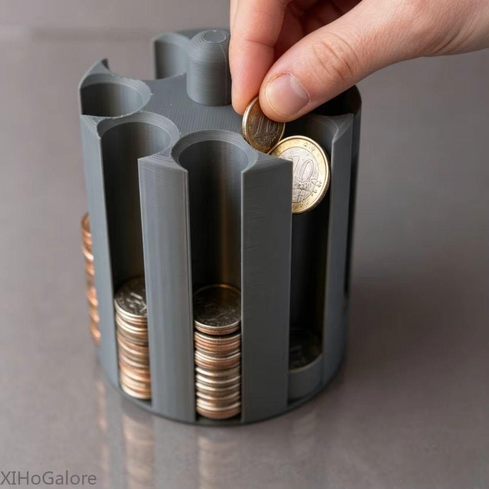 3D Printed Car Coin Organizer 7 Slots Coin Storage Box Cylindrical Coin Holder Vehicle Console
