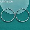 URMYLADY стерлингового серебра 925 пробы 70 мм круглые серьги для женщин модные свадебные помолвочные очаровательные ювелирные изделия