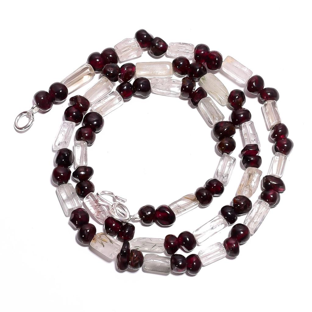 Natural Crystal Garnet Gemstone Mix Shape Smooth Beads Necklace 17" UB-5023 UB-5023