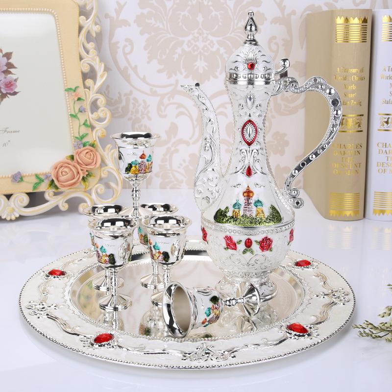 Цветная оловянная фляга для вина, Байцзю, высококачественное креативное домашнее украшение, мужской подарок, набор для вина, набор для чая, винный бокал