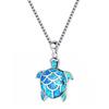 Bohemia Cute Turtle Pendant Necklace For Women Inlay Blue Imitation Opal Necklace Wedding Party Jewelry Christmas Gifts For Her