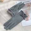 Women Winter Touchscreen Gloves Warm Gloves with Fuzzy Cuffs Bows Thickened Thermal Gloves for Driving Texting Commuting