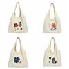 Korean Style Canvas Shoulder Bag Large Capacity Women's Armpit Bag Cute Flower Tote Bag  Girls