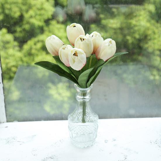 1 букет декоративных ярких искусственных цветов из искусственного шелка, имитация тюльпана ручной работы