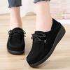 New Leather Korean Version Versatile Lace Up Sponge Cake Autumn Thick Sole Height Increasing Lightweight Sloping Heel Casual Women's Single Shoes
