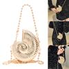 Small Conch Shape Shoulder Bag with Metal Chain Strap Shining Metallic Crossbody Purse Lipstick Storage Evening Handbag