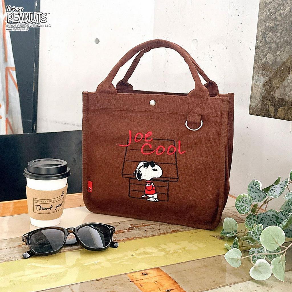 Мини-сумка-тоут Snoopy Lunch Lunch для поездок на работу и из переработанного материала 8520 Женская сумка, Дизайн, Дополнительная сумка, Сумка, Тоут, Школьная, Хлопок, IP.Square.Peanuts-1J