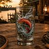 Outdoor Camping Drinkware Fishing Pint Glass Cup, Realistic Jumping Fish Pattern Design, Thickened Mountain Scenery Cups Creative Cup for And