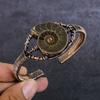 Natural Ammonite Fossil Gemstone Copper Wire Wrap Cuff Bangle Adjustable Y1Y45