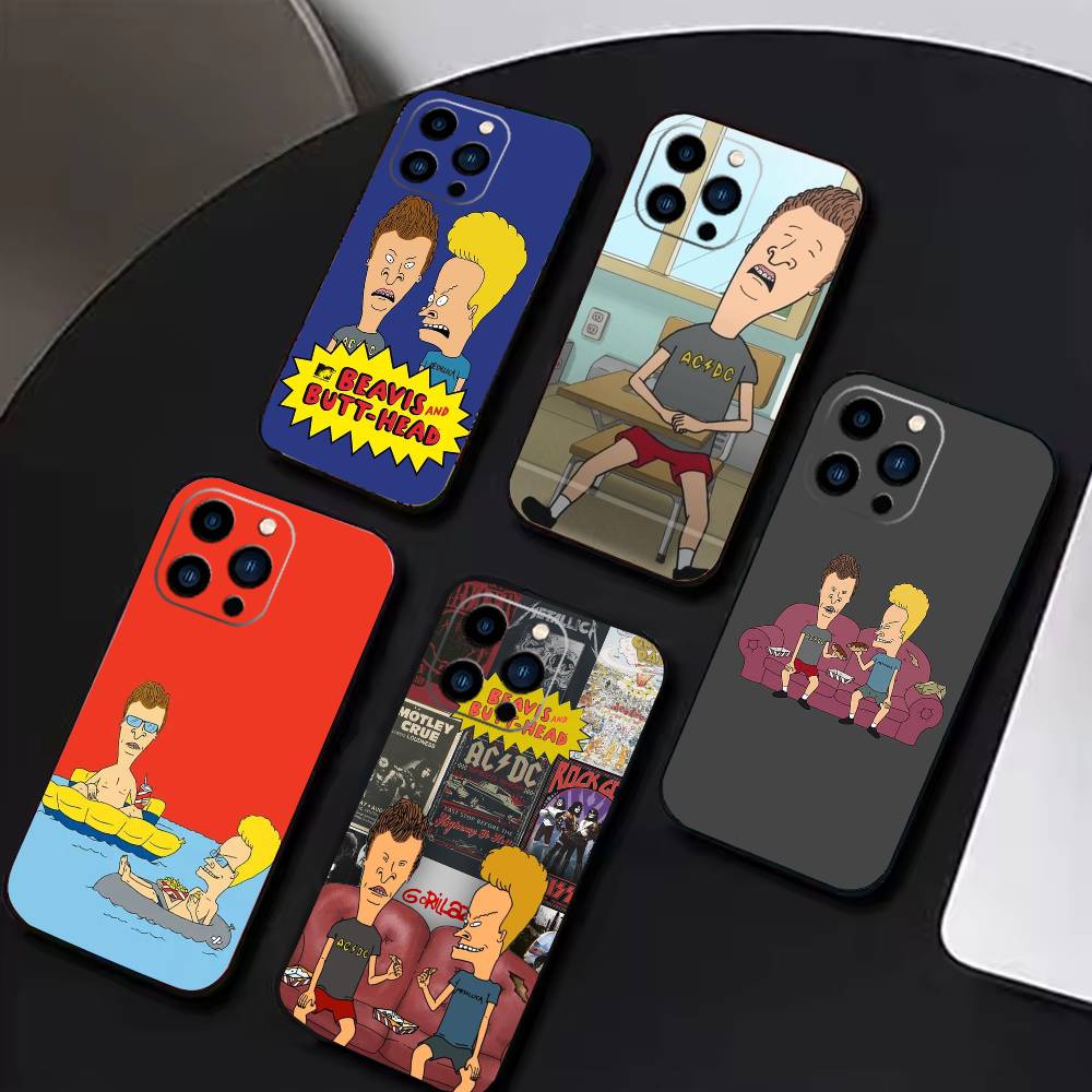 Cartoon B-Beavis And Butt-Head Phone Case For iPhone 16,15,14,13,12,17,Pro Max,Plus Silicone Black Case
