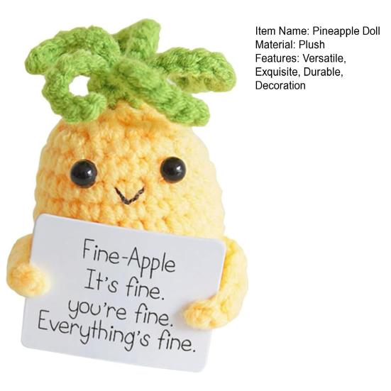 Кукла-ананас, вязаная вручную вдохновляющая плюшевая кукла-ананас с позитивной картой для украшения домашней сумки