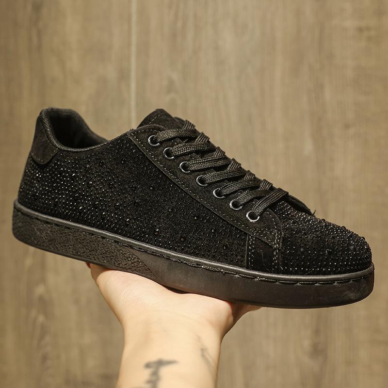 Модные повседневные туфли со стразами для мужчин, летние дышащие кеды для скейтборда, мужские 2025, новые легкие кроссовки для бега, уличные слипоны, мужские кеды