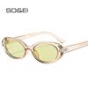 SO & EI Ins популярные модные овальные женские солнцезащитные очки в стиле ретро с заклепками, украшения, шампанское, зеленые солнцезащитные очки, оттенки UV400, мужские очки
