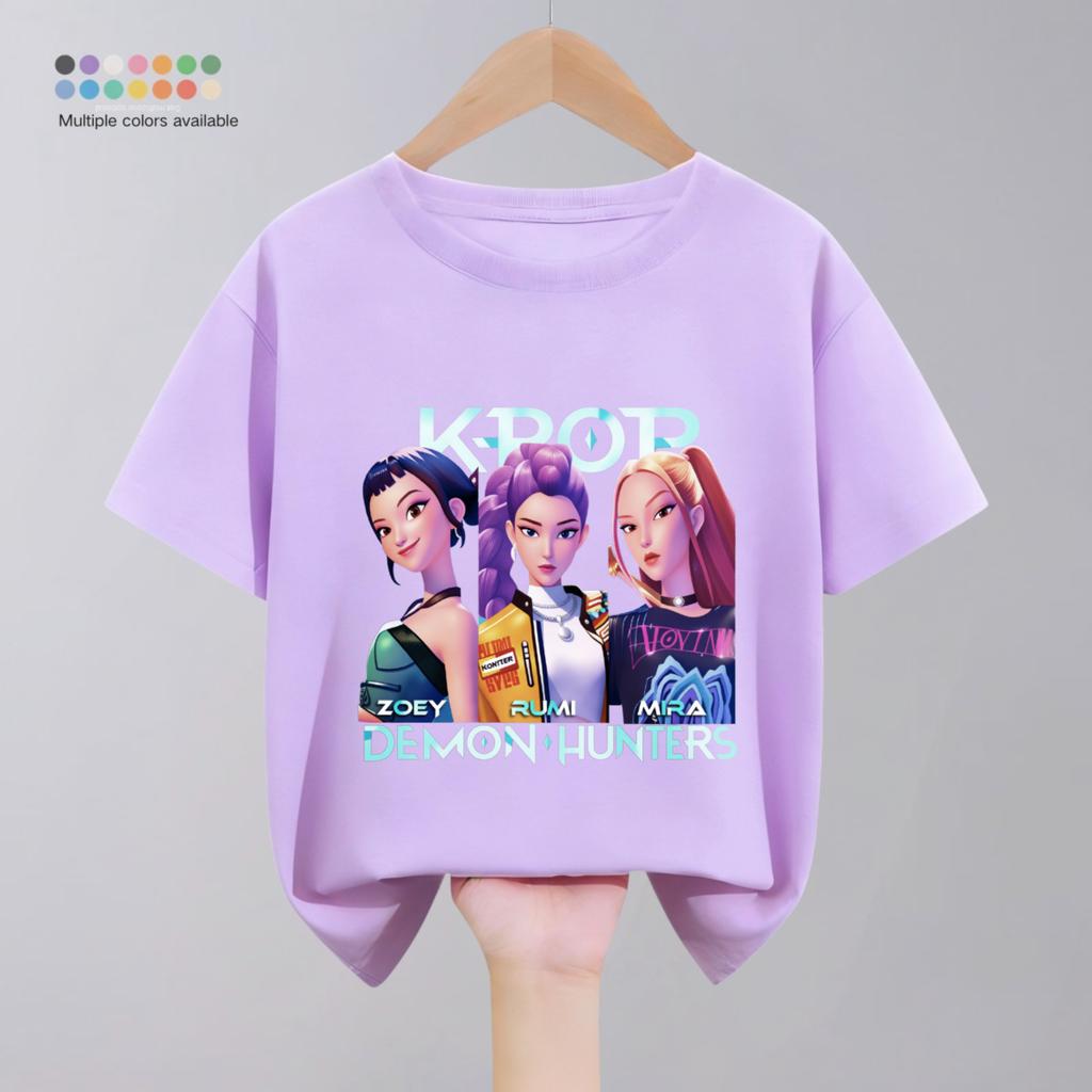 Kpop Охотники на демонов Детская одежда Футболки Летние Новая мода Популярные Топы с коротким рукавом Футболка Детская одежда Повседневные футболки