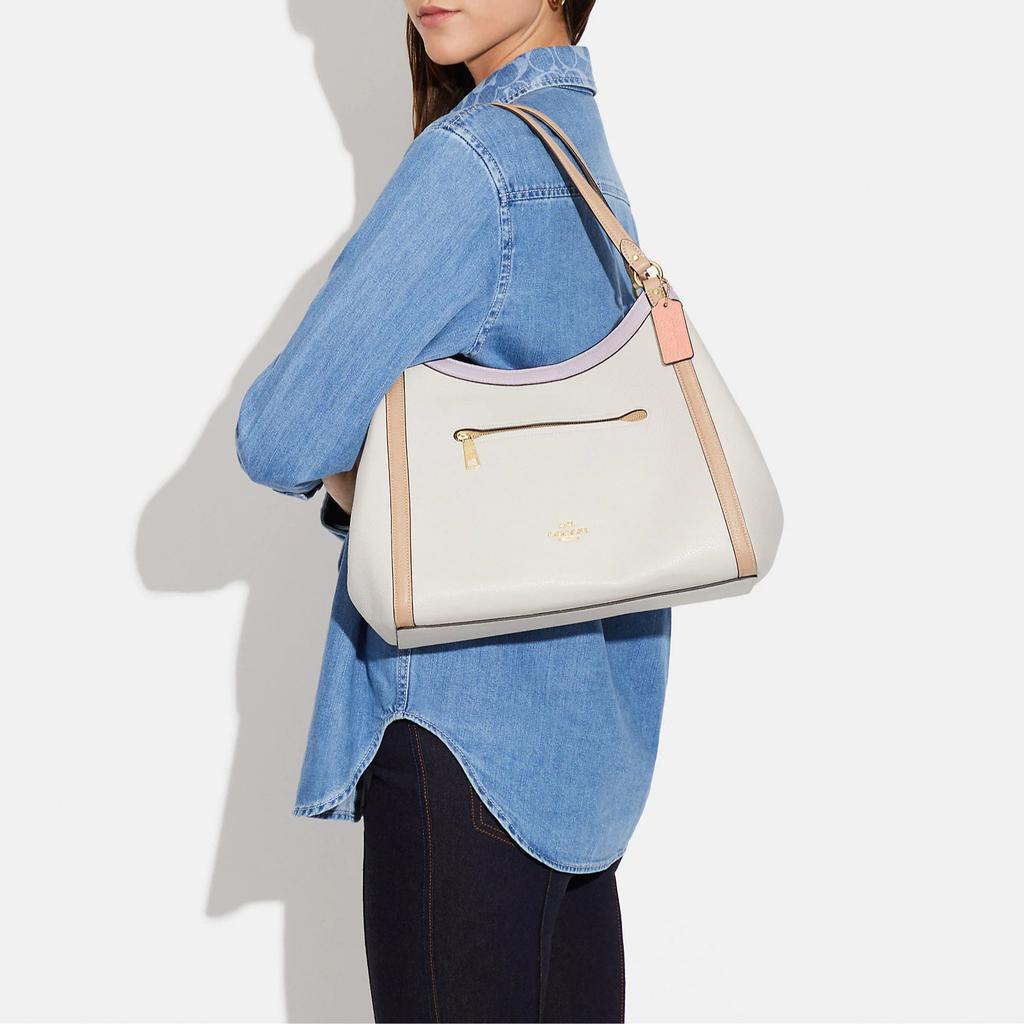 Coach Kristy 32 Snap Closure Central Zipper Compartment Pebble Leather Shoulder Tote Bag Large Women Handbags Chalk-White CA216-IMCAH
