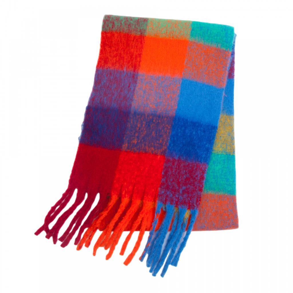 Autumn Winter Tassel Shawl Female Warm Colorful Plaid Scarf