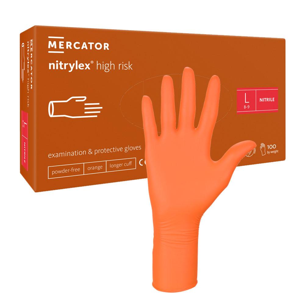 Mercator Nitrylex High Risk Nitrile Gloves Orange 100 Pcs
