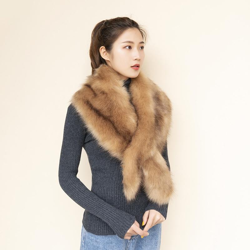 Женская мода, новая шаль из искусственного лисьего меха, меховой воротник, меховой шарф, теплая шаль, меховой воротник