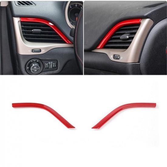 Console Side Outlet Vent Frame Strip 2PCS For Jeep Cherokee 2014-2018 Bright Red