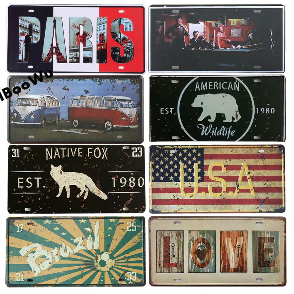 Worldwide Popular City License Plate Poster Vintage Retro Wall Decor Canada/London/Brazil Metal Tin Sign Plaques Poster