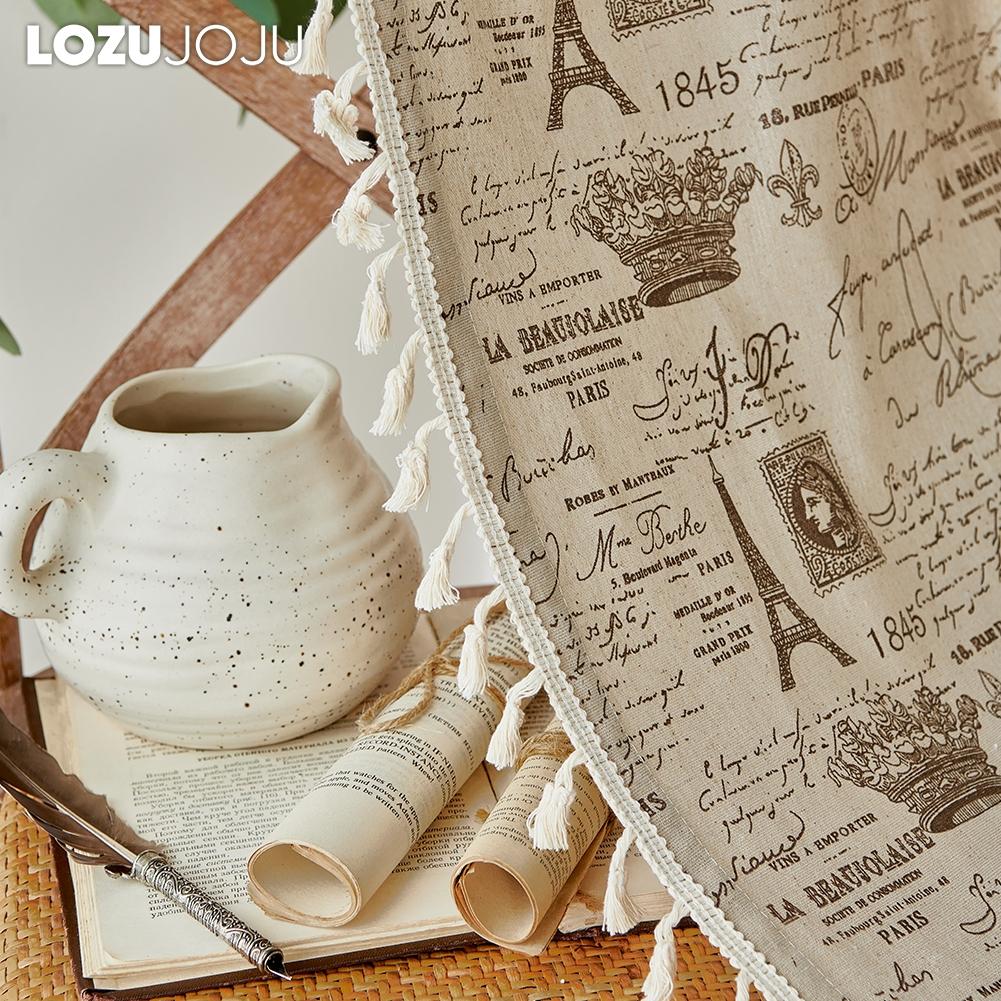 1 шт. LOZUJOJU Ins Style Vintage с принтом Эйфелевой башни, прочные полузатемняющие шторы с кисточками для окон, балкона, спальни, гостиной, домашнего декора