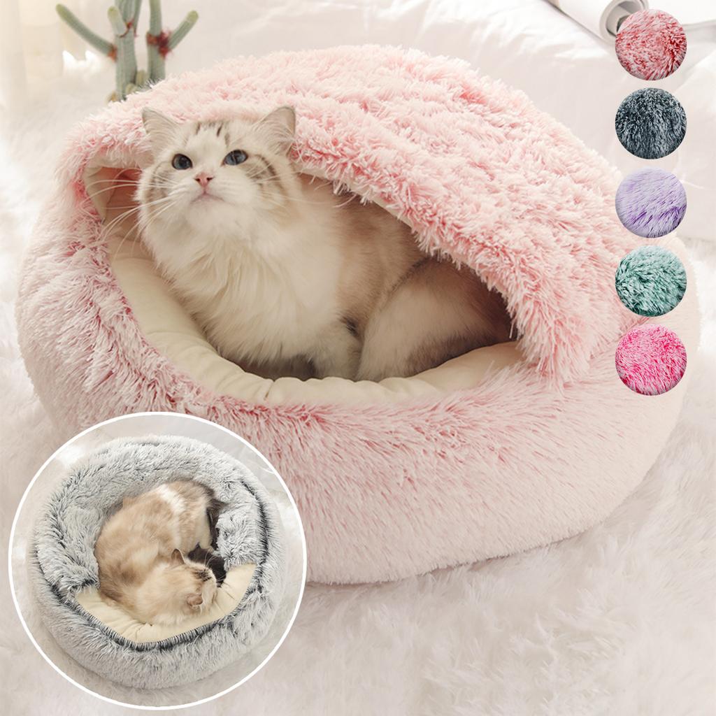 Soft Plush Dog Beds with Cover Round Cat Bed for Small,Middle and Large Dogs House Bed Cat's House for Dogs 2 In 1 Sleeping Nest