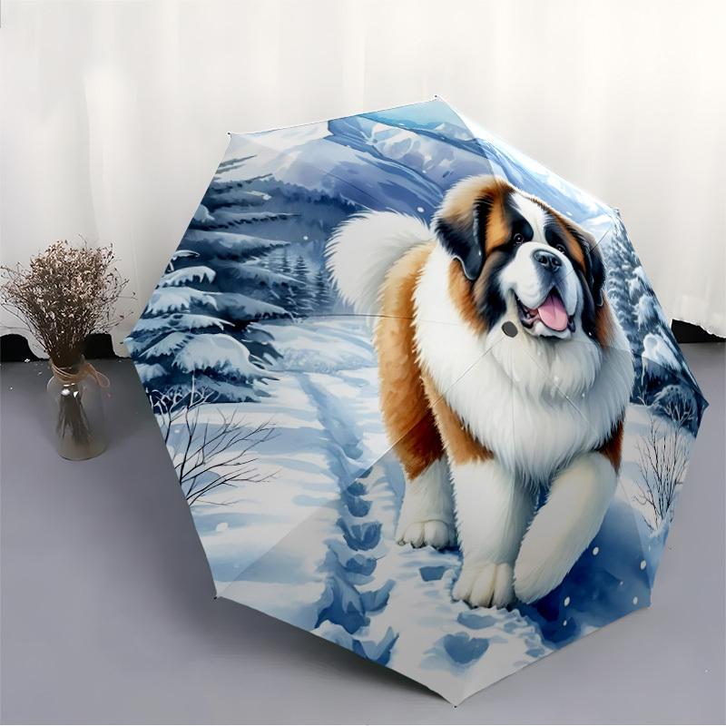 1pc Winter Dog Automatic Opening/Closing Umbrella with Operation & Windproof Canopy yy260311005