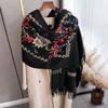 Winter Warm Cashmere Scarf for Women Paisley Embroidery Pashmina Blanket Thick Shawl Wrap Neckerchief Elegant Poncho Bufanda