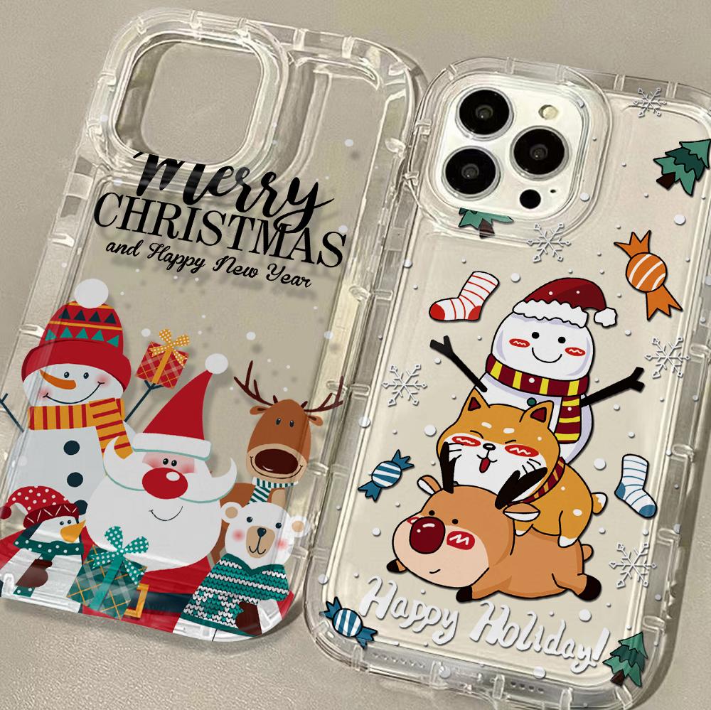 Cute Cartoon Christmas Phone Case for Samsung Galaxy S25 S24 S23 S22 S21 S20 Note20 Note10 FE Ultra Plus 4G 5G Clear Back Cover