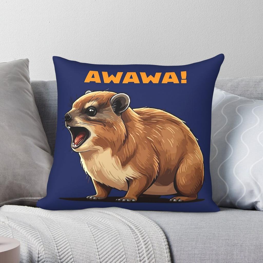 Rock Hyrax Awawa Funny Pillowcase Polyester Linen Velvet Pattern Zip Decor Sofa Seater Cushion Cover