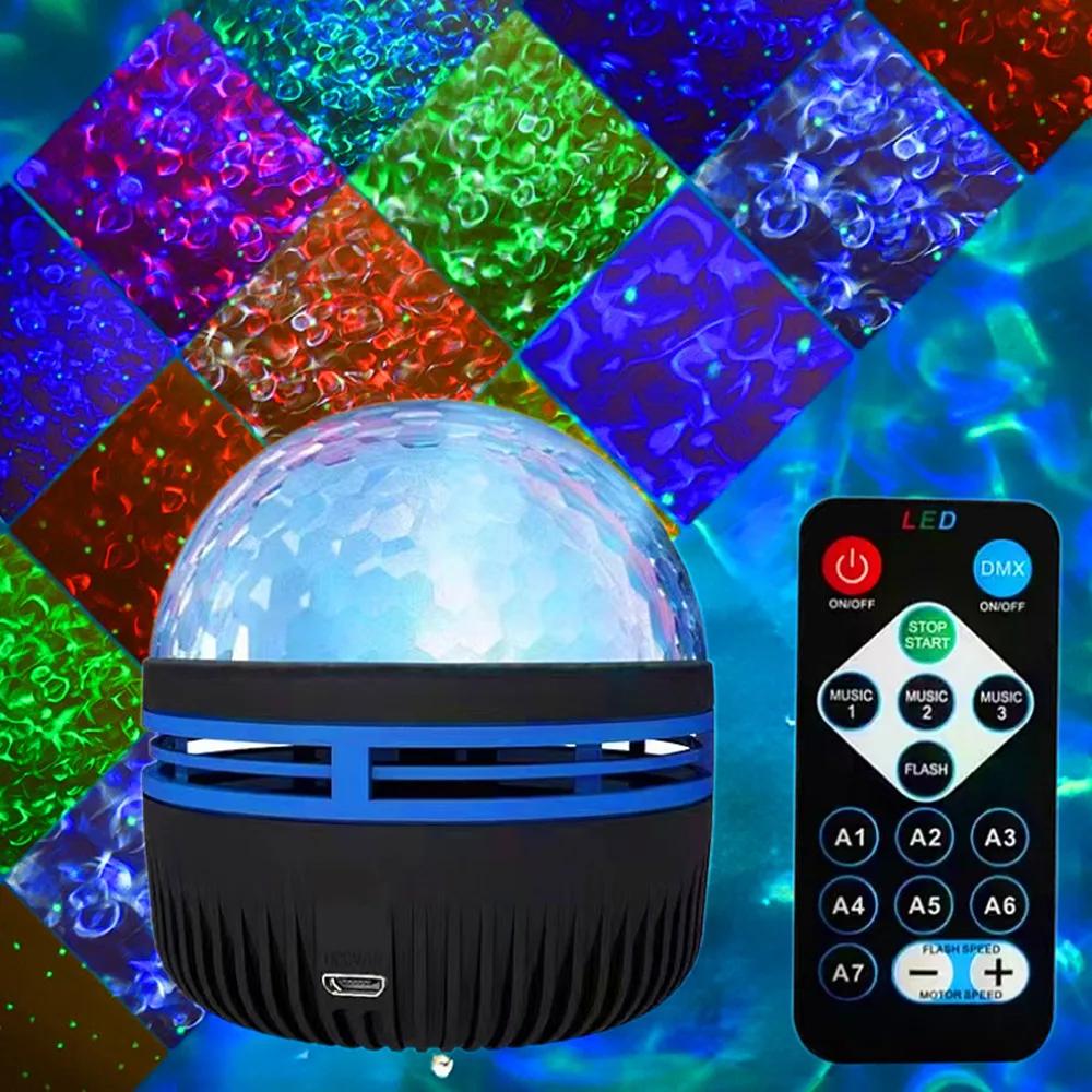 Galaxy Projector Christmas Home Room Decoration RGB Starry Lamp 7-Color Pattern LED Mini Star Light Remote Control Auto Rotating