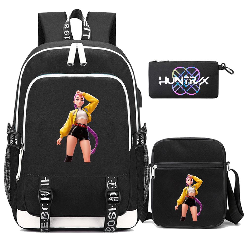 3Pcs/set New Anime Kpop Printed Backpack with Shoulder Bag Pencil Case for Teenager Girl Boy Bookbag Large Capacity Waterproof Travel Bag Kid Gift