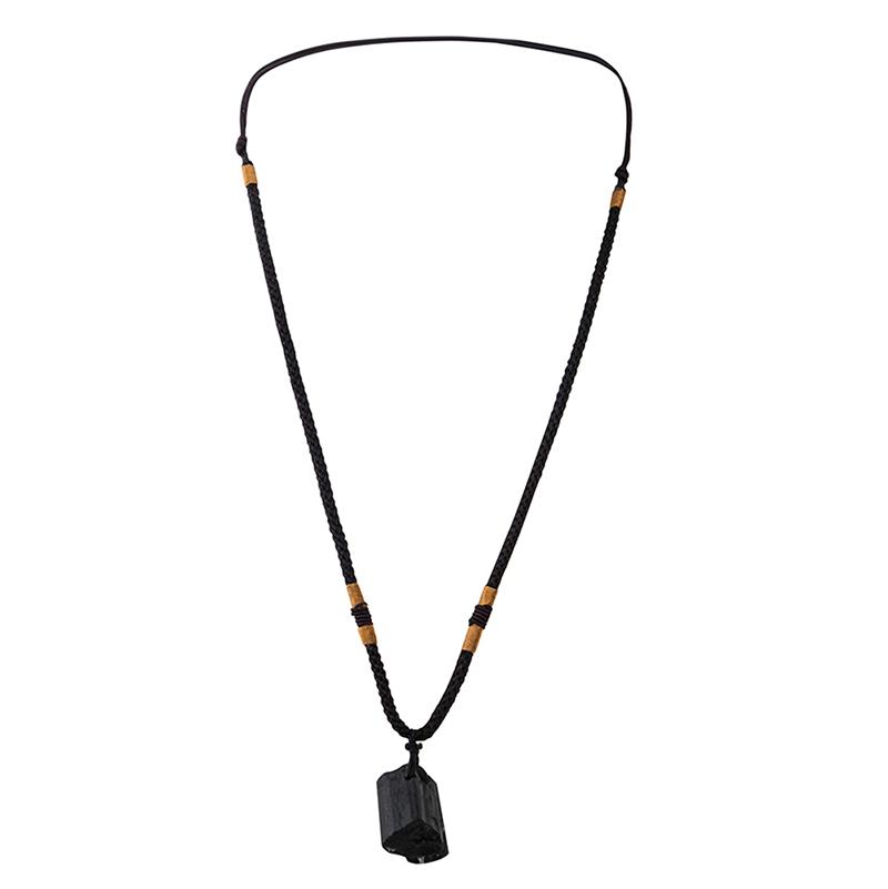Ожерелье из натурального черного турмалина Подвеска из черного турмалина