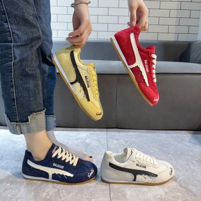 Желтые женские кеды на плоской подошве, тонкие, дышащие, новые, повседневные, спортивные, маленькие белые туфли для лета и осени