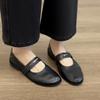 Sheepskin Version Shallow Mouth Single Shoes Women's 2025 Summer New French One-word Belt Mary Jane Shoes Black Soft-soled Small Leather Shoes