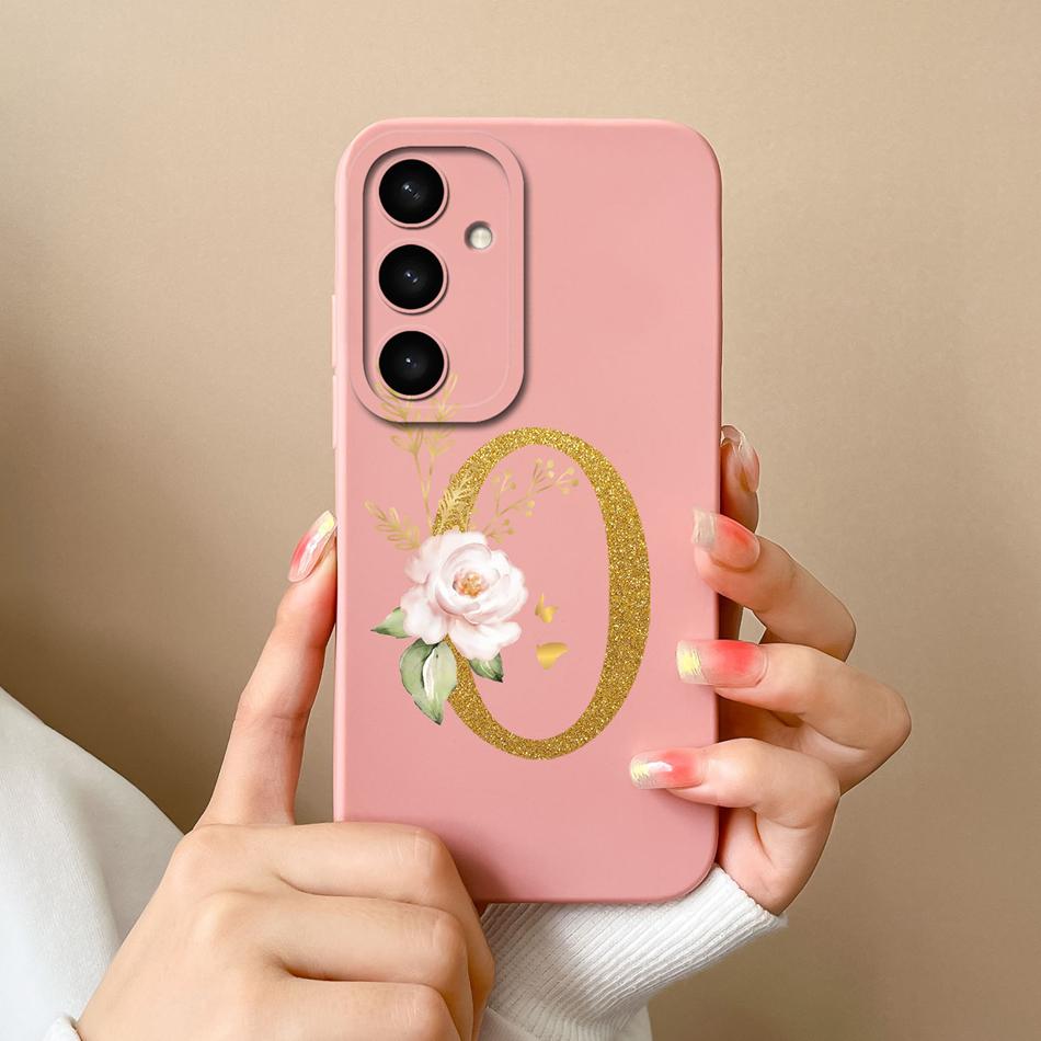 Чехол для Samsung Galaxy S25 Plus FE Чехол для Samsung S25 Ultra Розовый Буквенная Задняя Крышка Мягкий Жидкий Силикон Противоударные Защитные Чехлы для Телефона