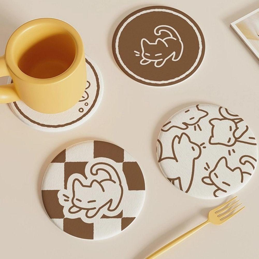 Round Diatom Mud Coaster Non-slip Cup Mat Practical Tableware Mat  Home