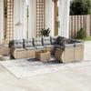 10 piece garden sofa set with cushions beige poly rattan