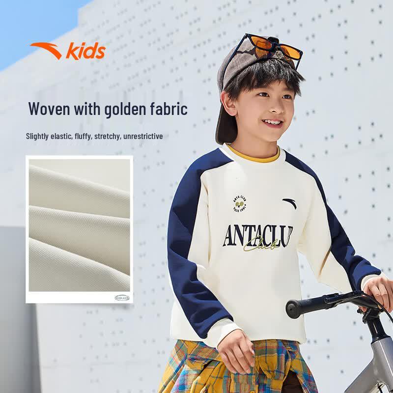 Anta Kids Unisex 2026 Sporty Knit Pullover Sweatshirt A72638402