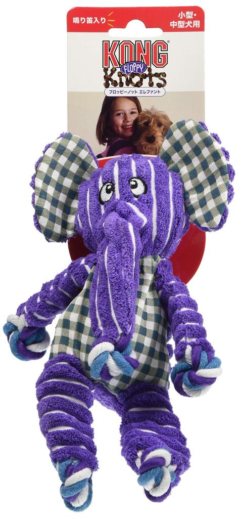 Kong Dog Floppy Knot 7 Solutions with Kong Separation Barking Crate Weight Educational Training Toy, Elephant, Medium, (Chewing, Teething, Anxiety,