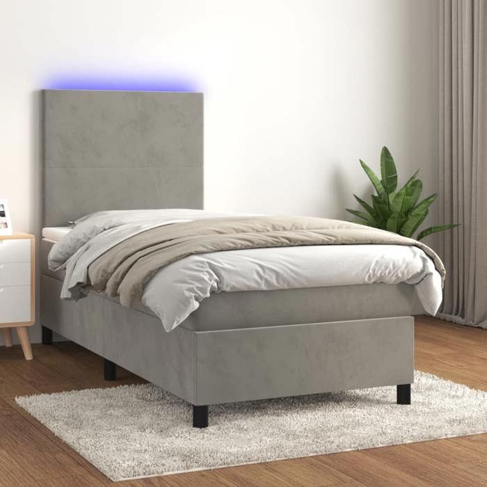 VidaXL Bed Slatted Base with LED Mattress, Upholstered Bed, Single Bed, Adult Bed for Interior Bedroom, 3135987