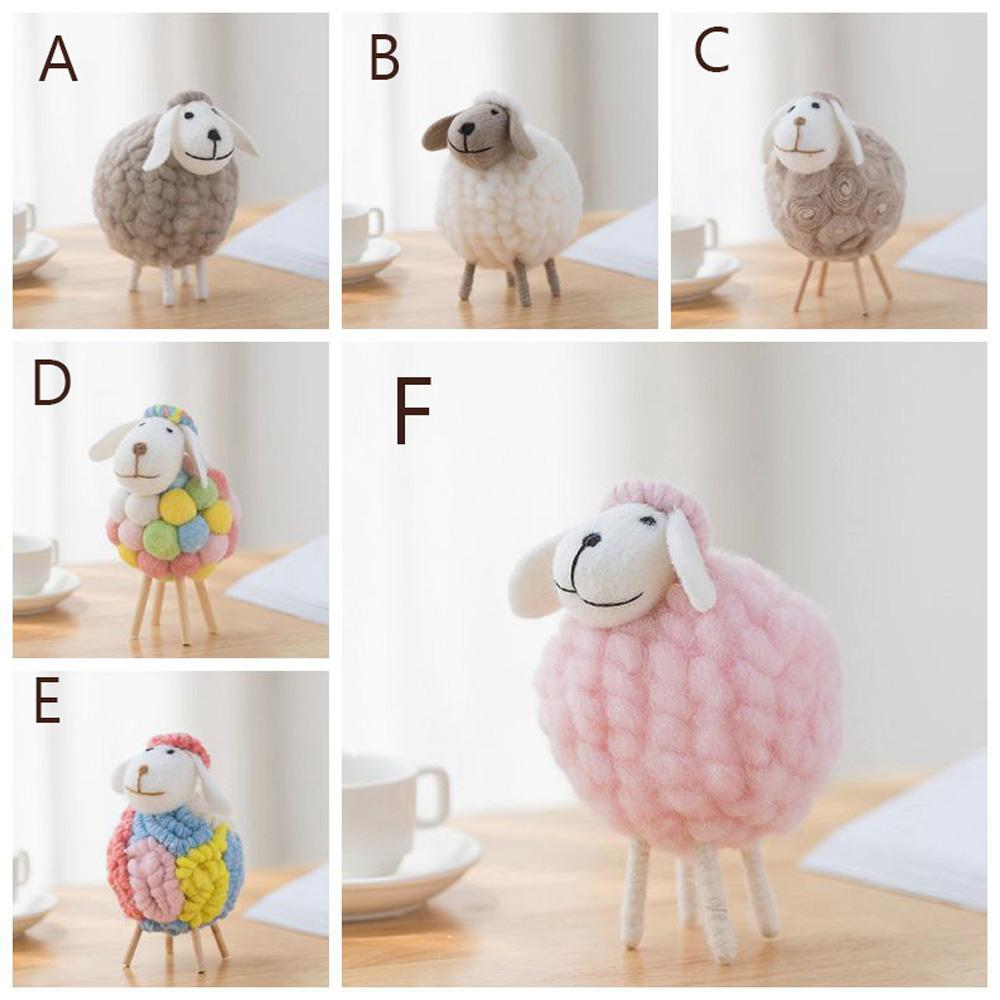 Wool Holiday Christmas Felt Sheep Figurines Party Supplies Statue Miniature Home Decoration