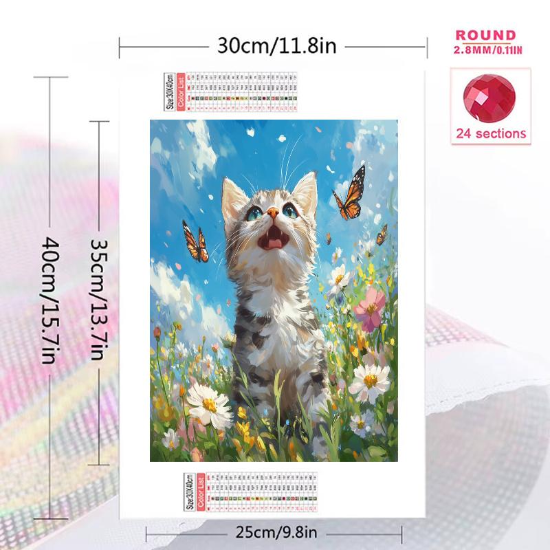 Cute American Shorthair cat Pattern  3pcs 100% Round Full Drill 5D DIY Diamond Painting Embroidery Cross Stitch Rhinestone Décor