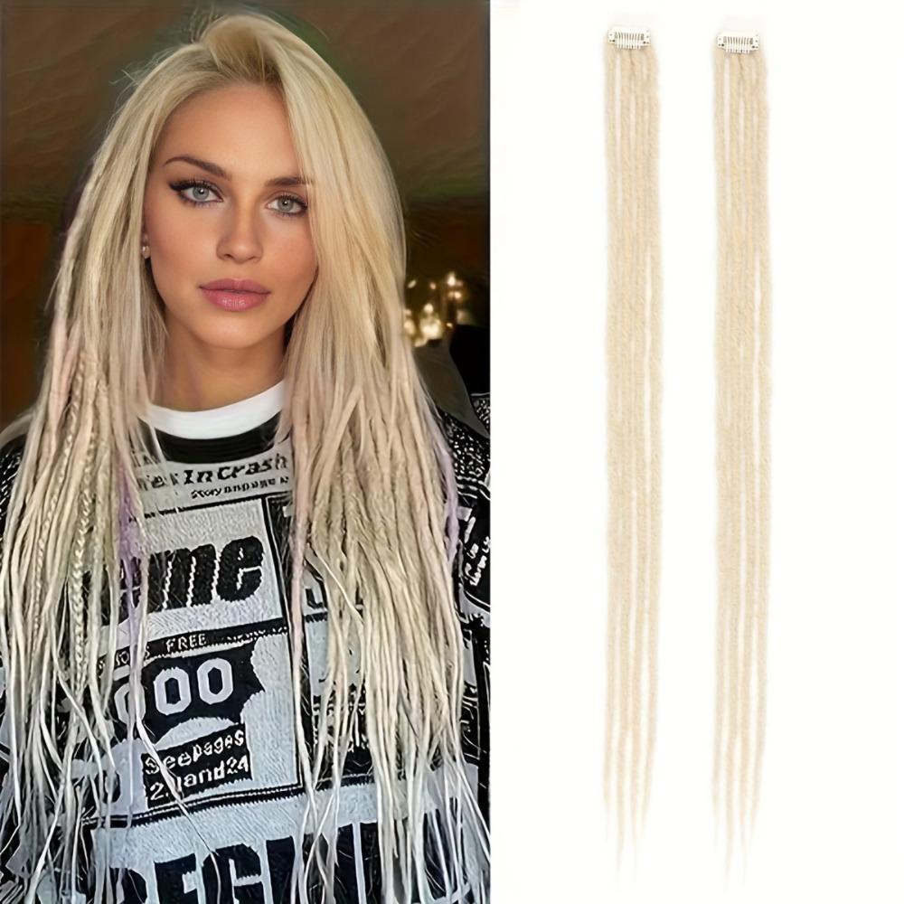 2Pcs 24 Inch Handmade Dreadlock Extensions Clip-in Hippie Dreads Hairpiece Suitable for All People
