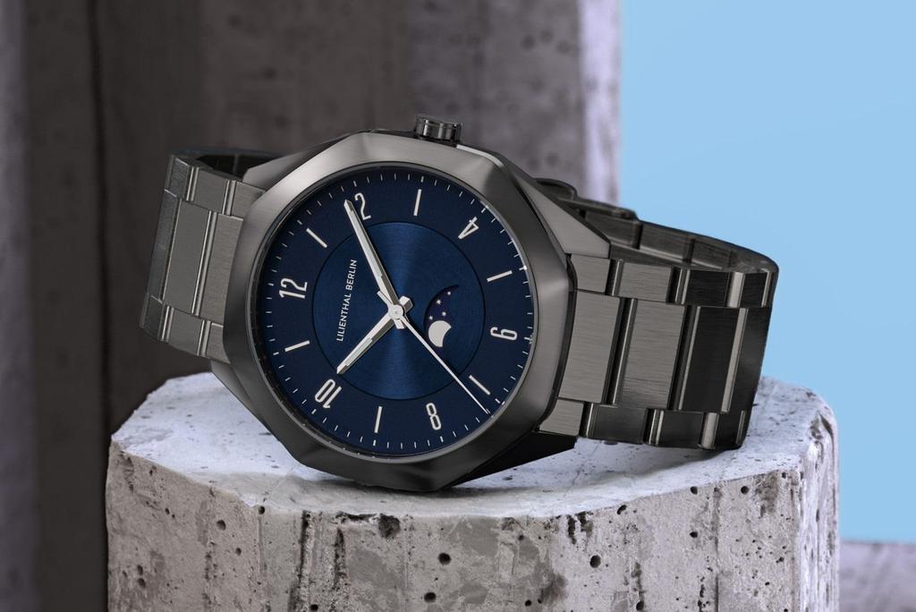 Lilienthal Berlin Moon Phase Made in Wristwatch, Germany, OM1-002-B040FB